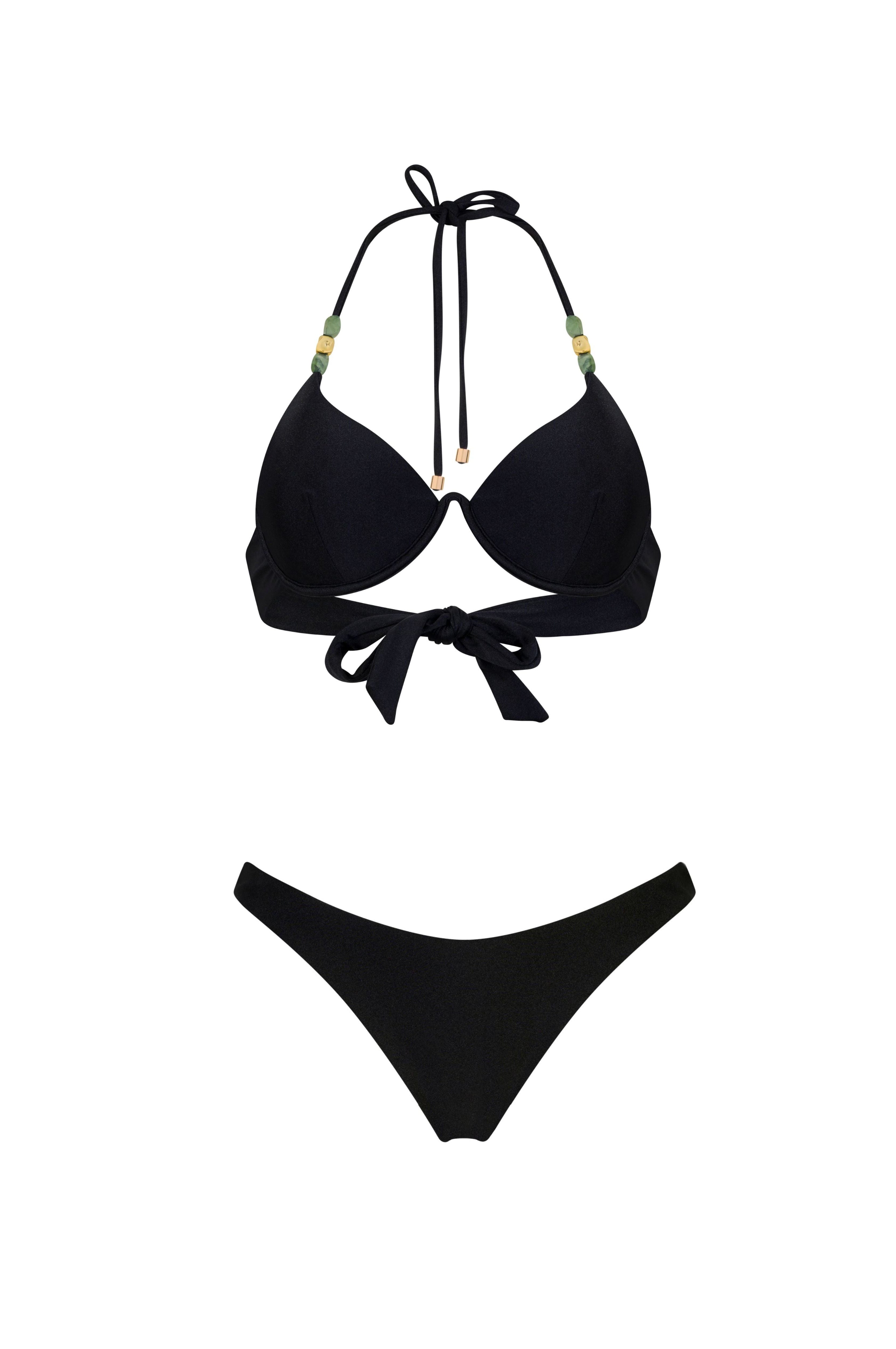 Black bikini set on a white background