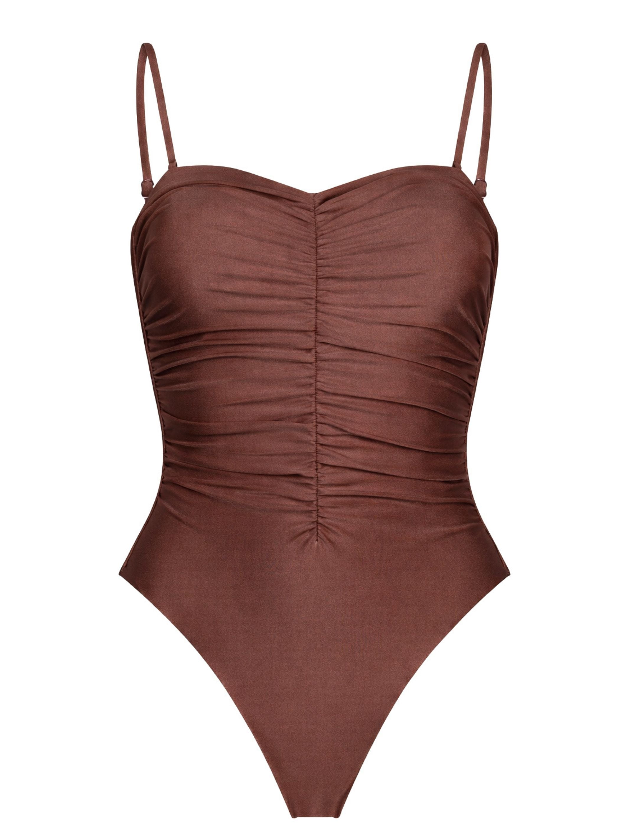 בגד ים חום סטרפלס