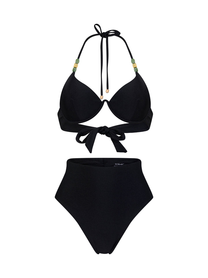 Underwire Black Bikini- High Waist Bottom
