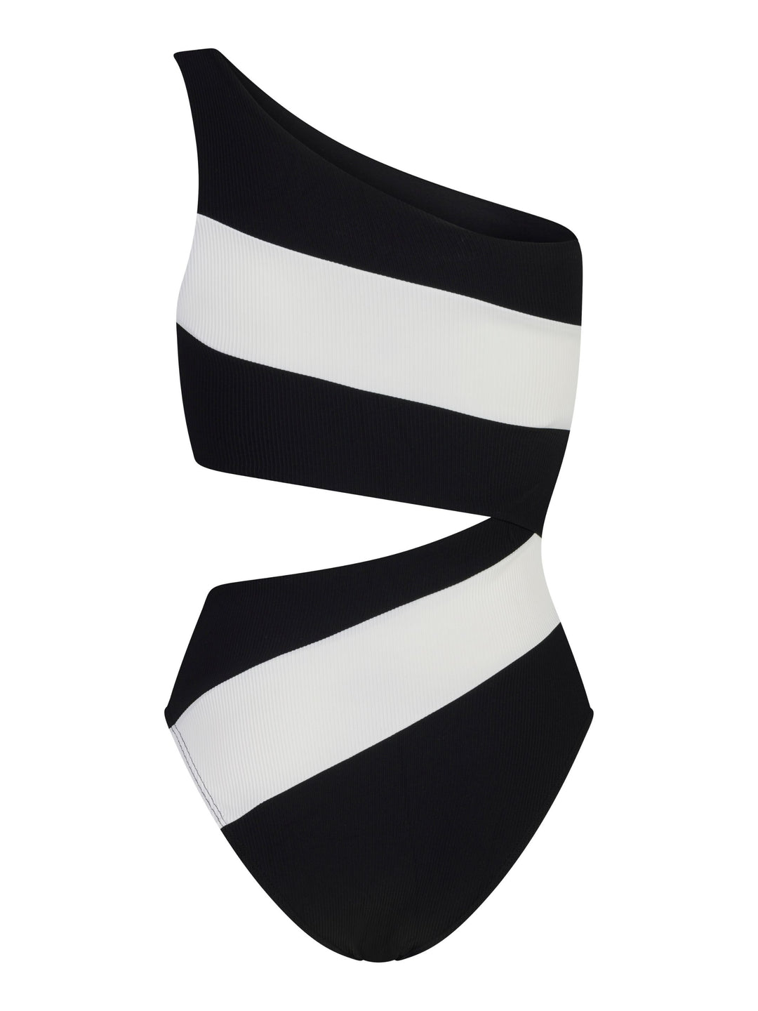 Cut-Out One-Piece Black White Rib