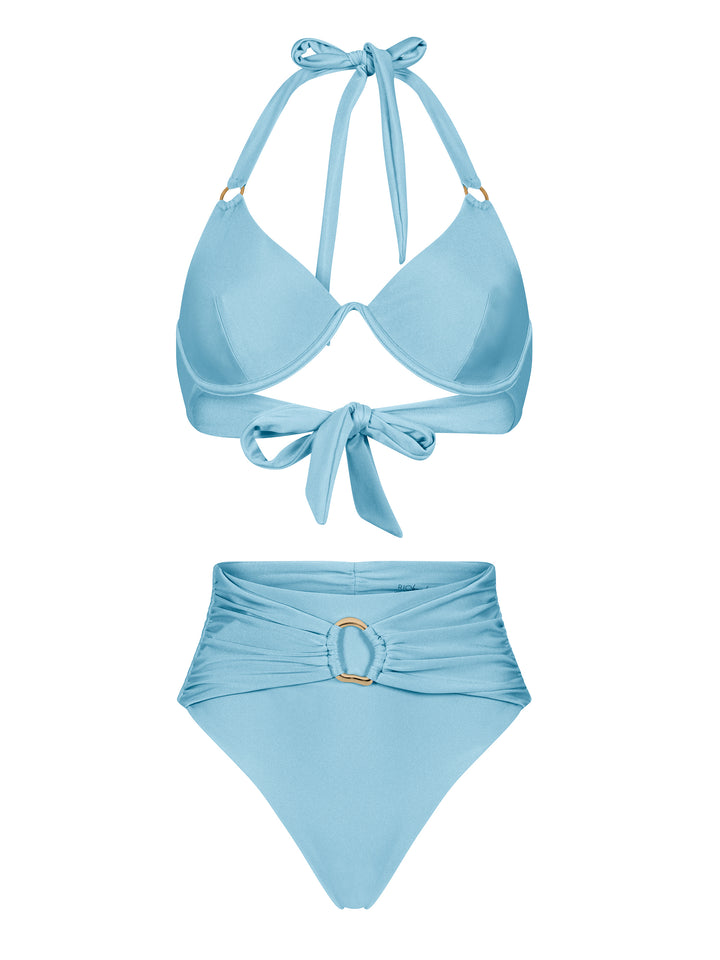 Tulum High-Waist Bikini-Blue