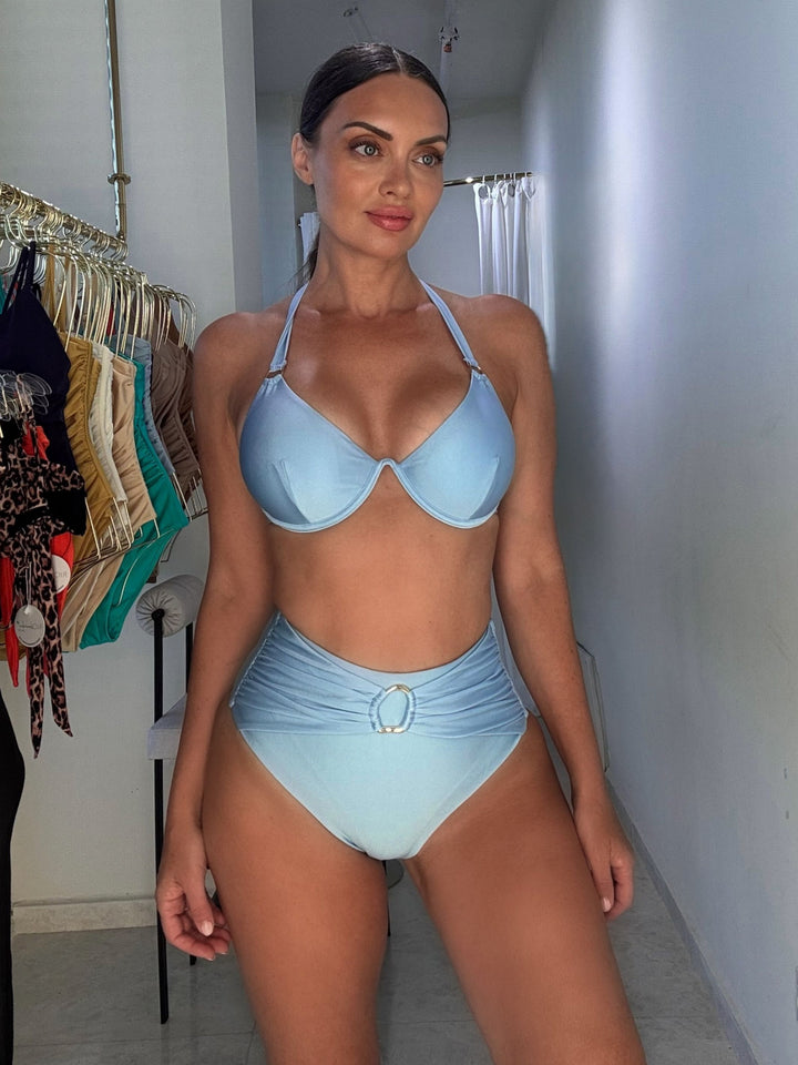 Tulum High-Waist Bikini-Blue