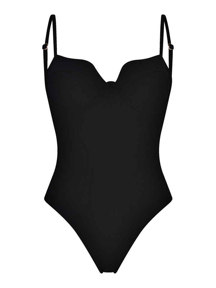 Underwire One Piece- Black Rib