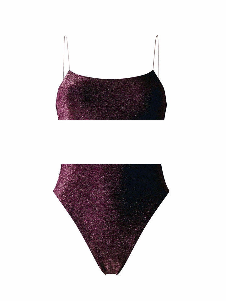 Shimmer High Waist Bikini- Aubergine