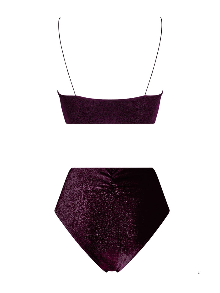 Shimmer High Waist Bikini- Aubergine