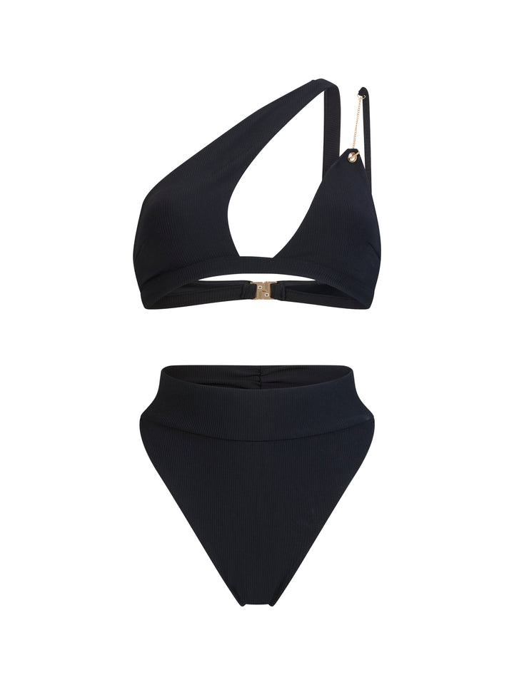 Seychelle High Waist Bikini-Black Rib