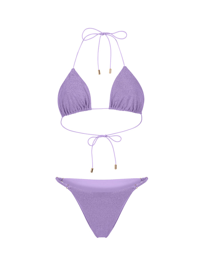 Shimmer Bikini Set With Skirt -Lavender