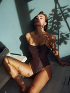 one-piece swimsuit in chocolate color 