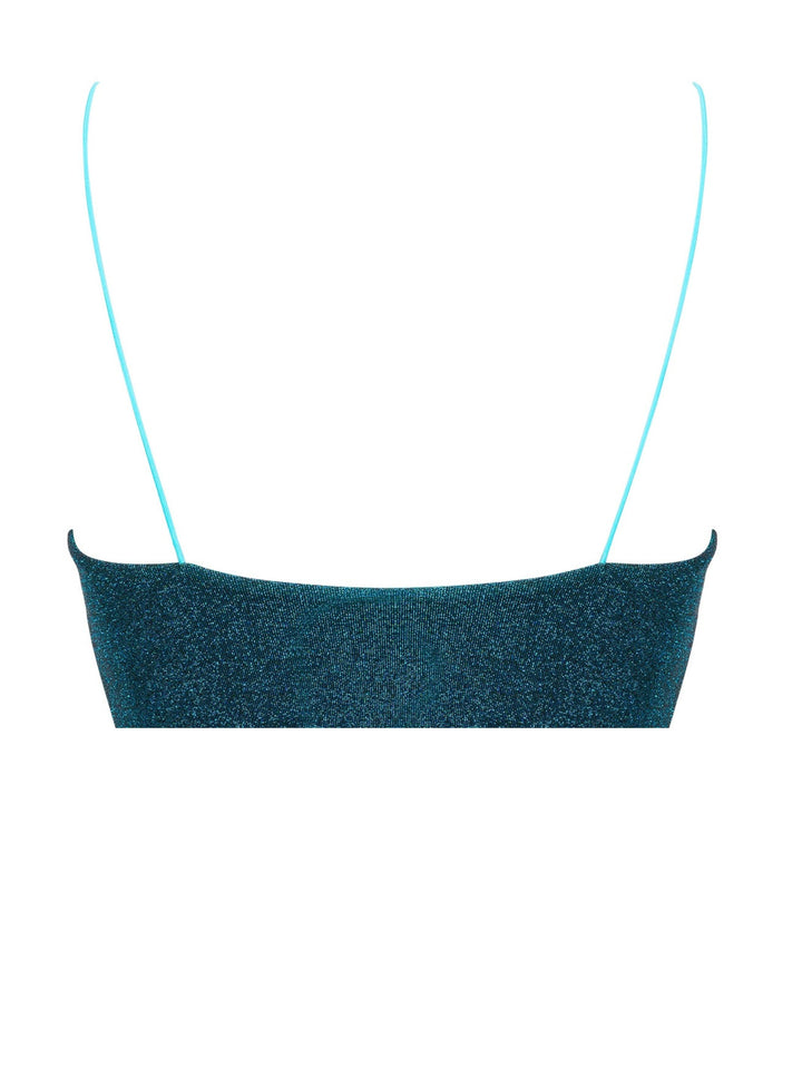 Shimmer Top With Spaghetti Straps-Turquoise
