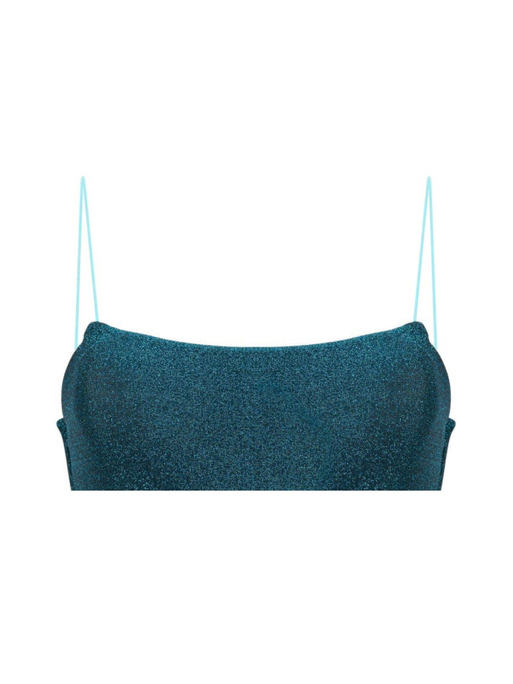 Shimmer Top With Spaghetti Straps-Turquoise