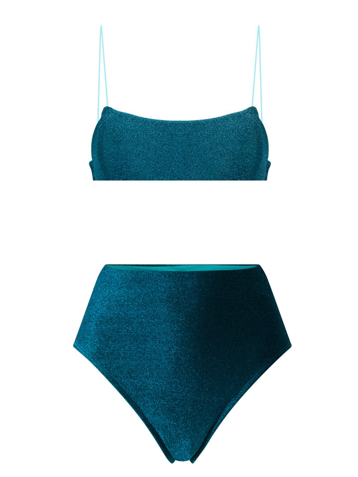 Shimmer High Waist Bikini-Turquoise