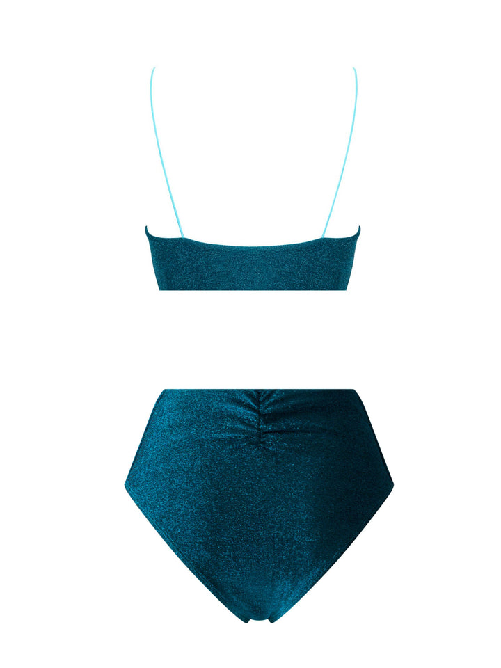 Shimmer High Waist Bikini-Turquoise