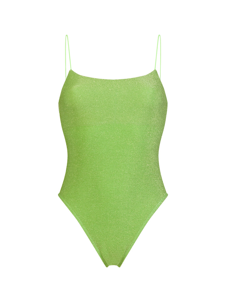 Shimmer One Piece Open Back- Pistachio Green